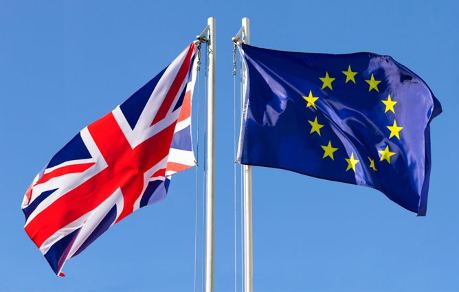 The UK and EU flag side by side