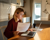 Lady looking at her laptop
