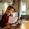 Lady looking at her laptop