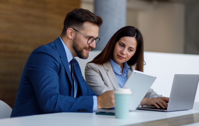 Couple reviewing documents