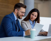 Couple reviewing documents