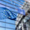 The European Union flag outside of a building